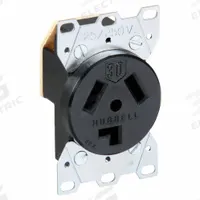 HUBBELL Receptacle: Single, 10-30, Black, 125/250V AC, 30 A, 3 Pole / 3 Wire (MPN HBL9350)