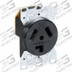 HUBBELL Receptacle: Single, 10-30, Black, 125/250V AC, 30 A, 3 Pole / 3 Wire (MPN HBL9350)