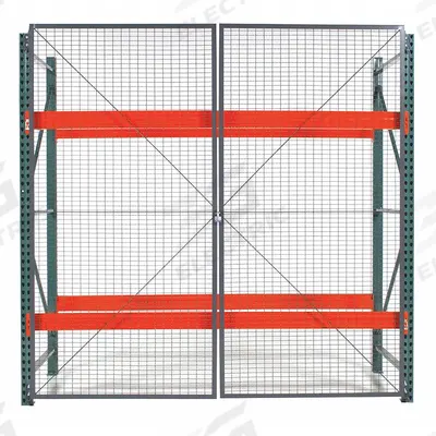 WIRECRAFTERS Door Kit: 1 Bays, 120 in x 1 1/4 in x 120 in, 10 ga, Steel, Powder Coated - Wire Mesh Hinged-Door Kits for Pallet Rack Enclosures
