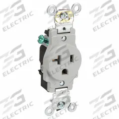 LEVITON Receptacle: Single, 5-20, Gray, 125V AC, 20 A, 2 Pole / 3 Wire (MPN 5361-GY)