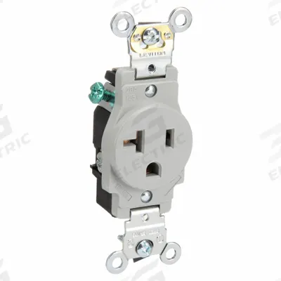 LEVITON Receptacle: Single, 5-20, Gray, 125V AC, 20 A, 2 Pole / 3 Wire (MPN 5361-GY) - General Purpose Receptacles