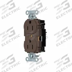HUBBELL Receptacle: Duplex, 5-15, Brown, 125V AC, 15 A, 2 Pole / 3 Wire (MPN 5252ST)