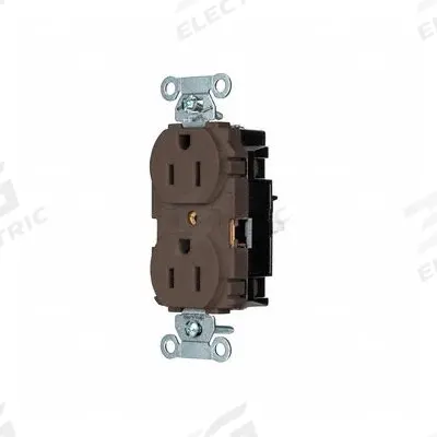 HUBBELL Receptacle: Duplex, 5-15, Brown, 125V AC, 15 A, 2 Pole / 3 Wire (MPN 5252ST) - General Purpose Receptacles