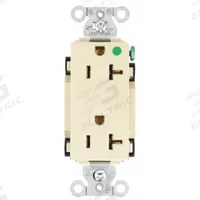 HUBBELL Receptacle: Hospital Grade Fed. Spec., Decorator Duplex, 5-20R, Ivory, 125V AC, 20 A (MPN 2182IV)