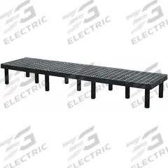 STRUCTURAL PLASTICS Dunnage Rack: Assembled, Snap-Together, 12 in x 24 in x 96 in, Polyethylene (MPN D9624). Key specifications — Color: Black; Brand: STRUCTURAL PLASTICS; Material: Polyethylene; Assembled: Assembled; Method of Construction: Snap-Together; Included: Shelf.