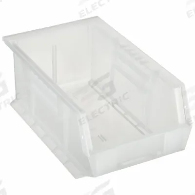 QUANTUM STORAGE SYSTEMS Hang and Stack Bin: 8 1/4 in x 13 5/8 in x 6 in, Clear - Clearview Plastic Bins