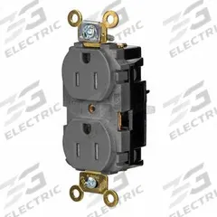 HUBBELL Receptacle: Duplex, 5-15, Gray, 125V AC, 15 A, 2 Pole / 3 Wire (MPN HBL5262STGYTR)