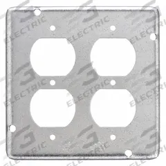 RACO Electrical Box Cover: 2 Gangs, Open, For Square Box Shape, Galvanized Steel, 9/16 in Overall Dp (MPN 979). Key specifications — Brand: RACO; For Box Shape: Square; Material: Galvanized Steel; Cover Design: Open.