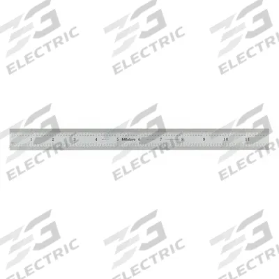 MITUTOYO Rigid Rule: 182-125, 12 in / 300 mm, 0.05 in Thick, 0.5 mm/1/64 in, Chrome - Stainless Steel Rulers