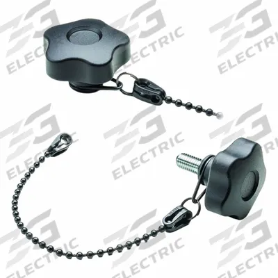 ELESA Hand Knob: 5 Point, M10 Thread, Stud, 200 mm Nominal Tether Lg, Plastic - Tethered 5-Arm Knobs with Threaded Stud