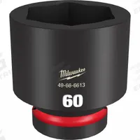 MILWAUKEE Standard Impact Socket: 1 in Drive Size, Metric, 58 mm Socket Size, 6-Point, Std, Friction (MPN 49-66-6613). Key specifications — attr1215501: MILWAUKEE; attr1215515: Black Phosphate; attr1215518: 58 mm.