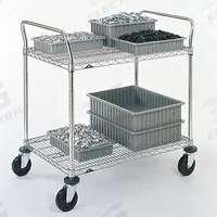 METRO Wire Shelf Utility Cart: 600 lb, 2 Shelf, 36 in L x 24 in W x 39 in H Dim, Silver, Flat (MPN 2SPN53ABR - 1PK/25). Key specifications — Shelf Orientation: Flat; Caster/Wheel Configuration: (4) Swivel; Finish: Zinc Plated; Brand: METRO.