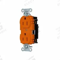 HUBBELL Receptacle: Duplex, 5-15, Orange, 125V AC, 15 A, 2 Pole / 3 Wire (MPN BR15STO)