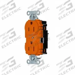 HUBBELL Receptacle: Duplex, 5-15, Orange, 125V AC, 15 A, 2 Pole / 3 Wire (MPN BR15STO)
