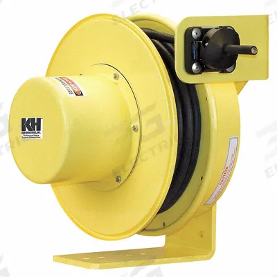 KH INDUSTRIES Extension Cord Reel: Constant Tension or Ratchet Lock, 50 ft Cord Lg, 14 AWG - Hardwired Self-Retracting Cord Reels
