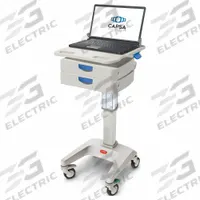 CAPSA HEALTHCARE Laptop Cart: Aluminum, Gray, 2 Drawers (MPN LX5-NG-D20-M-45). Key specifications — Material: Aluminum; Brand: CAPSA HEALTHCARE; Cabinet Color: Gray.