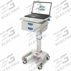 CAPSA HEALTHCARE Laptop Cart: Aluminum, Gray, 2 Drawers (MPN LX5-NG-D20-M-45). Key specifications — Material: Aluminum; Brand: CAPSA HEALTHCARE; Cabinet Color: Gray.
