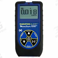 RADIATION ALERT Radiation Survey Meter: CPM/CPS/mR/hr/uSv/hr, NIST, LCD with Backlight (MPN M1000 EC). Key specifications — Measuring Units: CPM; Includes: Mini USB Cable; Operating Ranges: 0 to 7,500 CPS; Brand: RADIATION ALERT; Calibration Certificate Type: NIST.