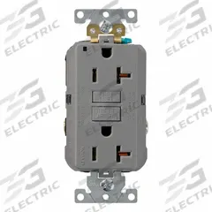LEVITON Plugs and Receptacles: Duplex, 5-20, Gray, GFCI, 125V AC, 20 A, 2 Pole / 3 Wire (MPN G5362-GY)