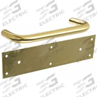 ROCKWOOD Door Pull Plate: 3 in Wd, 12 in Ht, Brass (MPN BF107 X 70A.3). Key specifications — Material: Brass; Operation Type: Hand Pull; Properties: Tear-Resistant; Brand: ROCKWOOD.