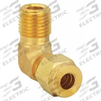 PARKER Compression Fitting Elbow: 1/4 in OD x 1/8 in Pipe Size, Compression x MNPT, Brass (MPN 4MSEL2N-B). Key specifications — Compatible Fitting Brands: Parker A-LOK; Brand: PARKER.