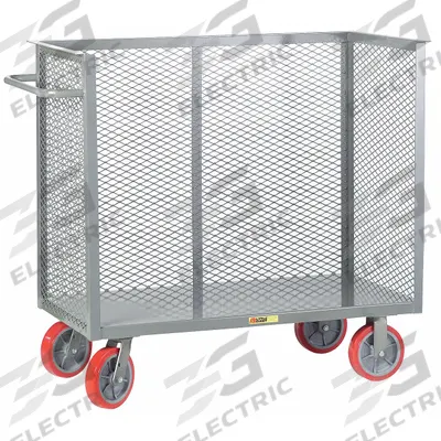 LITTLE GIANT Stock Cart: 3,600 lb, Flush Lip, 30 in L x 55 in W x 47 in H Overall Dim. - Single-Side-Access Mesh-Wall Stock Trucks