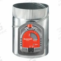 Round Motorized Damper,Steel,8" dia: For 8 in Dia, 4 7/8 in L, 4 5/8 in H, 8 in W, Steel, 24V AC (MPN EARD8TZ). Key specifications — Nameplate Voltage: 24V AC; Brand: HONEYWELL HOME; Switch Action: Normally Closed.