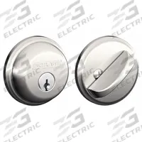 SCHLAGE Deadbolt Lock: Cylindrical, 1 3/8 in Door Thick - Max, Nickel (MPN B60N 618). Key specifications — ADA Compliant: No; Brand: SCHLAGE; Cylinder Core Type: Conventional Core Cylinder; Finish: Bright Nickel-Plated, Clear Coated; Keyway Type: C; Visual Indicator Message: No Message; Includes Core: Core Included; Ligature Resistance: Not Ligature-Resistant.