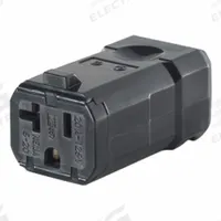 LEVITON Straight Blade Connector: 5-20R, 125V AC, 20 A, 2 Pole, 3 Wire, Black (MPN 5359-VB)