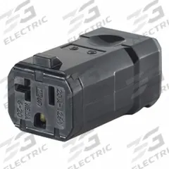 LEVITON Straight Blade Connector: 5-20R, 125V AC, 20 A, 2 Pole, 3 Wire, Black (MPN 5359-VB)