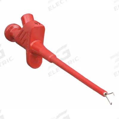 POMONA Test Probe: Flex Clip, 6 1/4 in Lg, Red, 300 V Max Volt - Test Clips