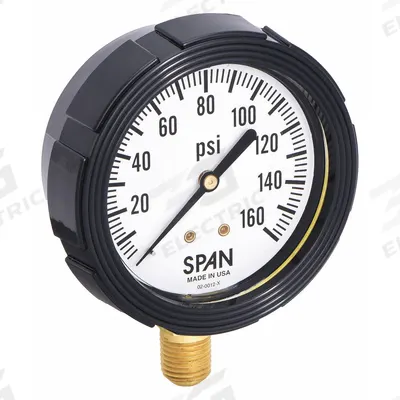 SPAN Pressure Gauge with Internal Seal: 0 psi to 160 psi, LFS-210, 2 1/2 in Dial - Dial Pressure Gauges with Freeze- & Clog-Resistant Internal Seal