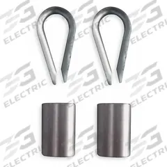 DAYTON Wire Rope Stop Sleeve and Thimble Kit: 3/8 in Compatible Rope Dia, 2 Thimbles Included, Plain (MPN 1DKK3). Key specifications — Thimble Material: Stainless Steel; Brand: DAYTON.