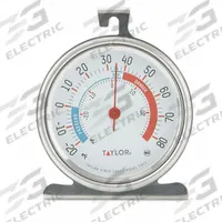 TAYLOR Refrigerator/Freezer Thermometer: Temp Test, Analog, 3 1/4 in Overall Lg, 3 in Dial Size (MPN 5924). Key specifications — Accuracy: Below -20°F ±10°F; Brand: TAYLOR; Case Material: Stainless Steel; Display Type: Analog; Lens Material: Glass; NSF Certified: Yes; Thermometer Type: Fridge/Freezer Thermometer; Metal Detectable: No.