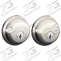 SCHLAGE Deadbolt Lock: Cylindrical, 1 3/8 in Door Thick - Max, Nickel (MPN B62N 618). Key specifications — ADA Compliant: No; Brand: SCHLAGE; Cylinder Core Type: Conventional Core Cylinder; Finish: Bright Nickel-Plated, Clear Coated; Keyway Type: C; Visual Indicator Message: No Message; Includes Core: Core Included; Ligature Resistance: Not Ligature-Resistant.