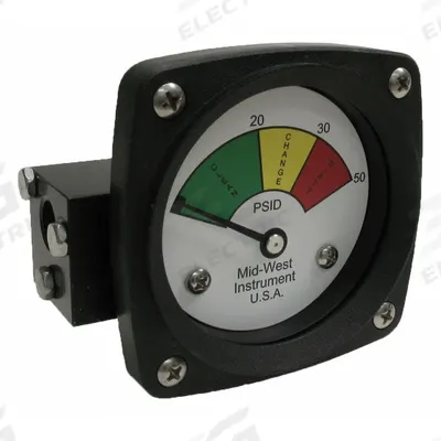 MIDWEST INSTRUMENT 3-Color Differential Pressure Indicator: 1,000 psig Max - Differential Pressure Indicators