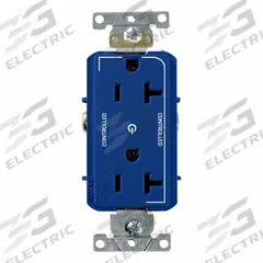 LEVITON Decora Plus Duplex Receptacle Outlet: Duplex, 5-20, Blue, 125V AC, 20 A, 2 Pole / 3 Wire (MPN 16352-2PB)