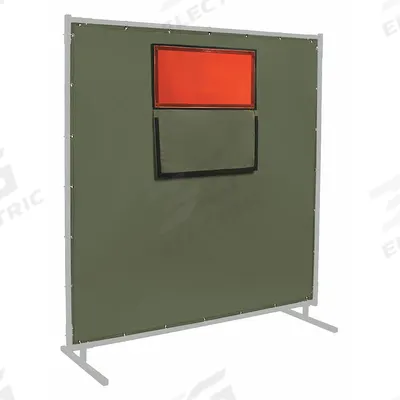 STEINER Welding Curtain with Window: Cotton Duck, 6 ft Ht, 8 ft Wd - Standard Welding Curtains with Window