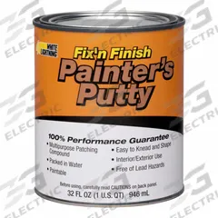 WHITE LIGHTNING Putty: White Lightning®, 4 1/4 in x 4 1/4 in, 1 qt Container Size, Can, White (MPN WL08116). Key specifications — Color: White; Series: White Lightning®; Brand: WHITE LIGHTNING.