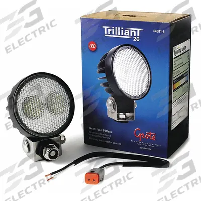 GROTE Vehicle Work Light: Round, Flood, LED, Bracket, Pigtail, Universal, Surface Mount - Vehicle Floodlights