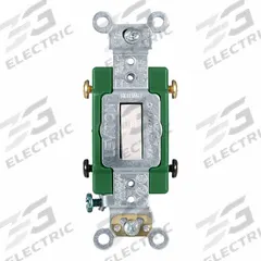 LEVITON Wall Switch: Toggle Switch, Double Pole, Maintained, White, 120/277V AC, 30 A (MPN 3032-2W). Key specifications — Illuminated: No; Voltage Rating: 120/277V AC.