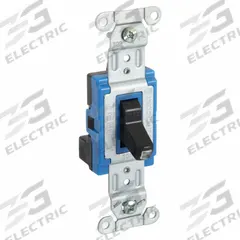 HUBBELL Wall Switch: Toggle Switch, Single Pole, Maintained, Black, 120/277V AC, 15 A (MPN SNAP1201PLBK). Key specifications — Illuminated: No; Voltage Rating: 120/277V AC.