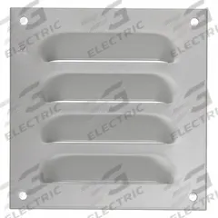 HOFFMAN Louvered Vent Kit: Louver Plate Kit, Mild Steel, 5.62 in Overall Ht, 5.5 in Overall Wd, Gray (MPN AVK44). Key specifications — Brand: HOFFMAN; Manufacturer Part Number: AVK44.
