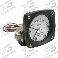 MIDWEST INSTRUMENT Differential Pressure Gauge & Switch: Back, 1/4 in NPT Female, 120, 2 1/2 in Dial (MPN 120SA-00-O-AA-50P). Key specifications — Sensor Type: Piston; Series: 120; Housing Material: 316 Stainless Steel; Certificate of Calibration: Not Included; Gauge Accuracy: ±3-2-3%.