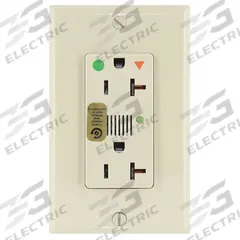 LEVITON Receptacle: Hospital Grade, Decorator Duplex, 5-20R, Ivory, 125V AC, 20 A, 2 Pole / 3 Wire (MPN 8380-IGI)