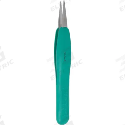EXCELTA Tweezers: Stainless Steel, Flat, Straight Tip - ESD-Safe Tweezers