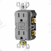 LEVITON Receptacle: Decorator Duplex, 5-15, Gray, 125V AC, 15 A, 2 Pole / 3 Wire (MPN AFTR1-GY)