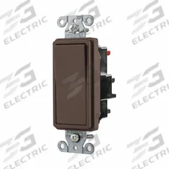 HUBBELL Wall Switch: Rocker Switch, Single Pole, Maintained, Brown, 120/277V AC, 20 A (MPN DS120ST). Key specifications — Illuminated: No; Voltage Rating: 120/277V AC.
