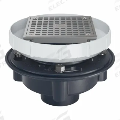 ZURN Floor Drain: 8 1/4 in Overall Dia, 6 in Grate Size, 4 in Nominal Pipe Size - Height Adjustable Floor Drains