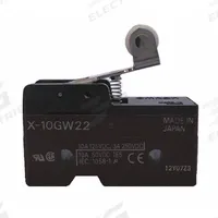 OMRON Snap Action Switch: Hinge Roller Lever Actuator, 1NO/1NC, Solder (MPN X-10GW22). Key specifications — AC Contact Rating: 2 A @250 V; Electrical Connection: Solder; Series: X; Brand: OMRON.